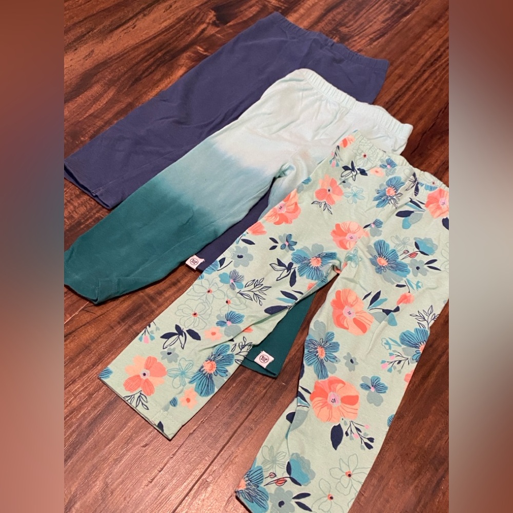 3 Honest Company Leggings - Floral, Ombre& Navy Blue  Leggings Trio